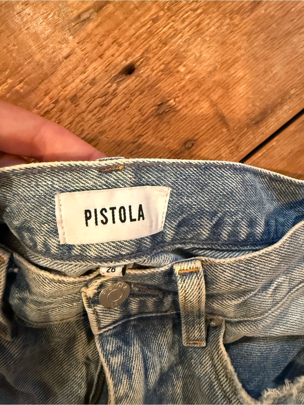 Pistola Cassie Super High Rise Straight Jeans Charm Distressed Size 26 - Picture 3 of 5